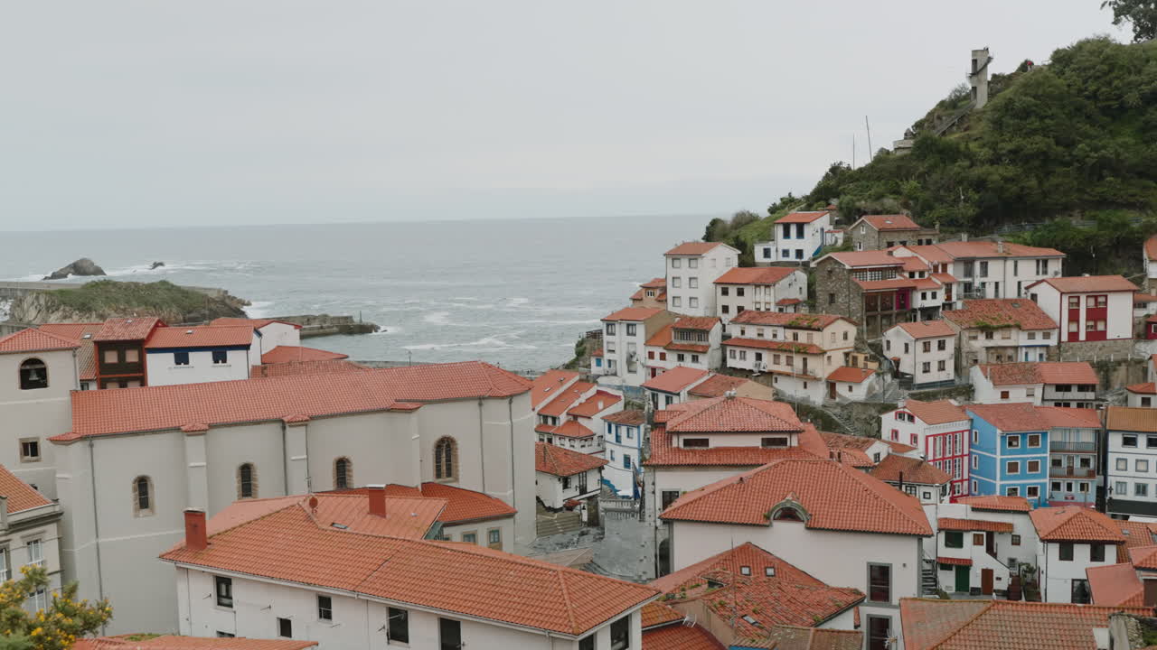 Coastal Village with Red Roofs