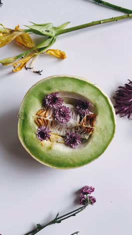 cantaloupe with flowers