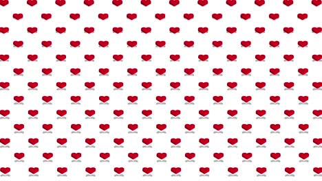 fondo isométrico romántico corazones rojos ondas diagonales movimiento
