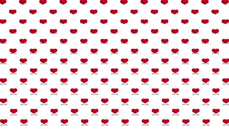 romantic isometric background red hearts diagonal waves motion