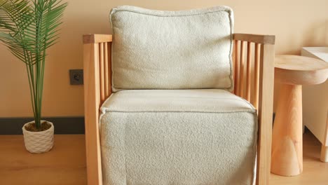 modern wooden armchair in a living room