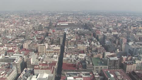 aerial panorama shot of ciudad de mexico with palacio national and catedral metropolitana