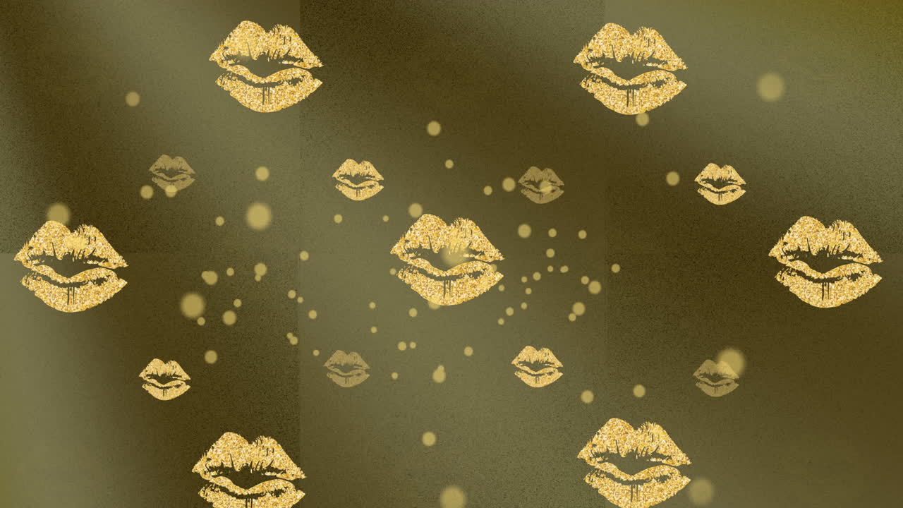 Animação de lábios sobre fundo amarelo com pontos e linhas.