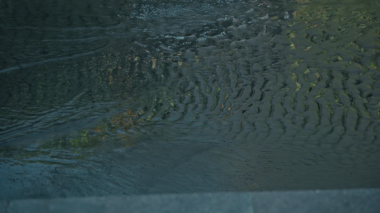 Close-up of ripples on floodwater surface during the 2024 flood in Budapest, Hungary
