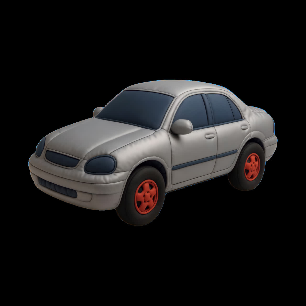 Playful plush toy car animation isolated asset, transparent 4K video, alpha channel, ProRes 4444