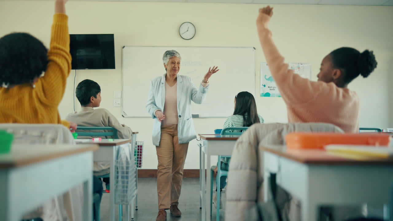 Teacher in classroom with students