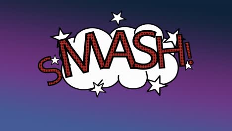 word smash explosion on cloud in cartoon design