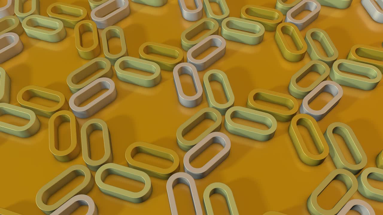 simple minimalista 3d renderizable en bucle de formas extrudadas giratorias. óvalos amarillos soleados, enlaces.
