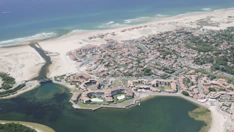 drone aerial views of the beach city vieux-bocau-les-bains in the south of france