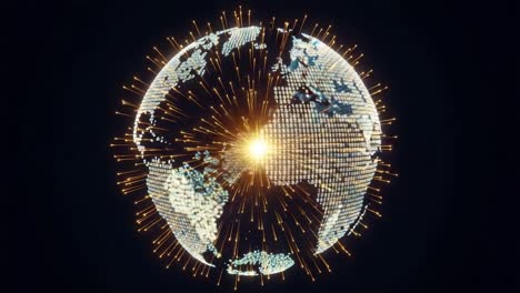 a digital representation of earth surrounded by luminous binary data streams, highlighting the interconnectedness of global information systems