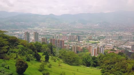 slow panning shot of skyline and hills of medellin, colombia