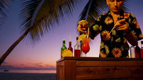 sunset cocktails on the beach