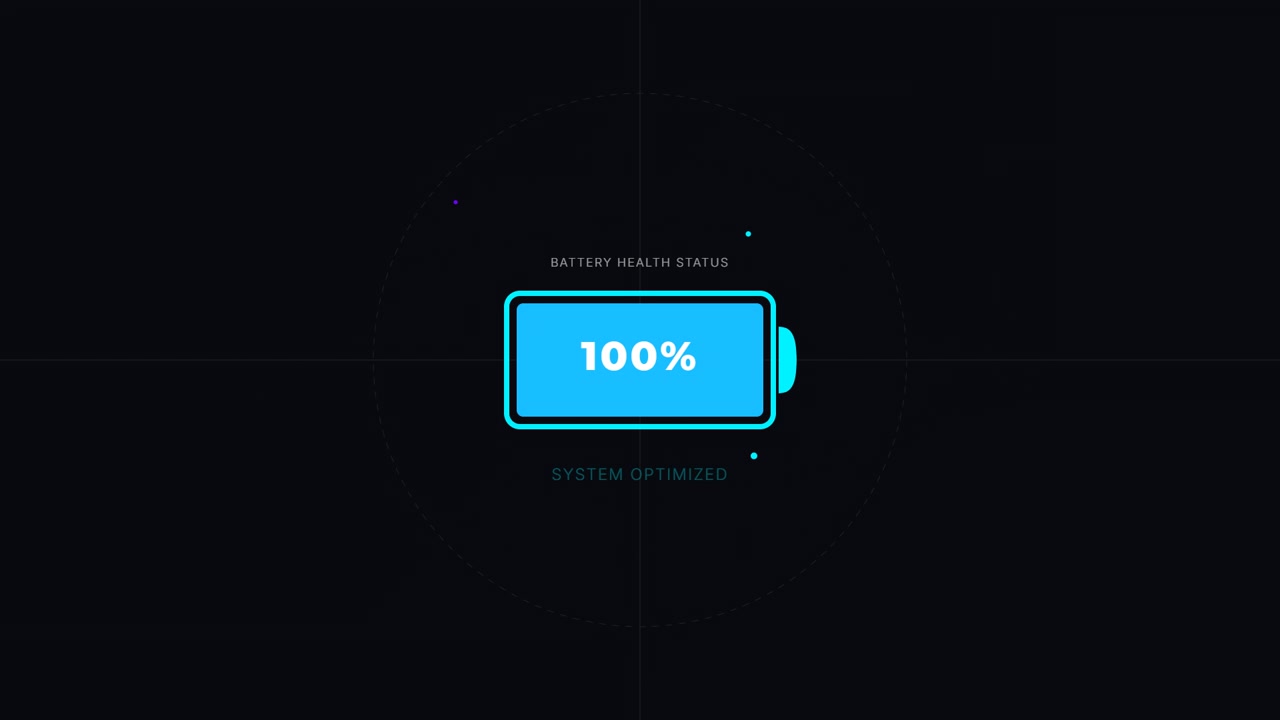 Digital Battery Charging Progress Animation on Dark Background