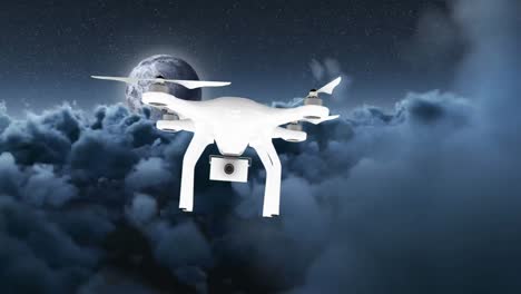 drone flying in night sky