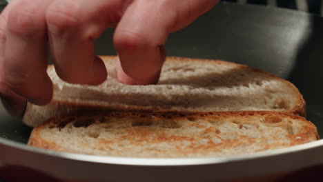 toasting bread in a pan