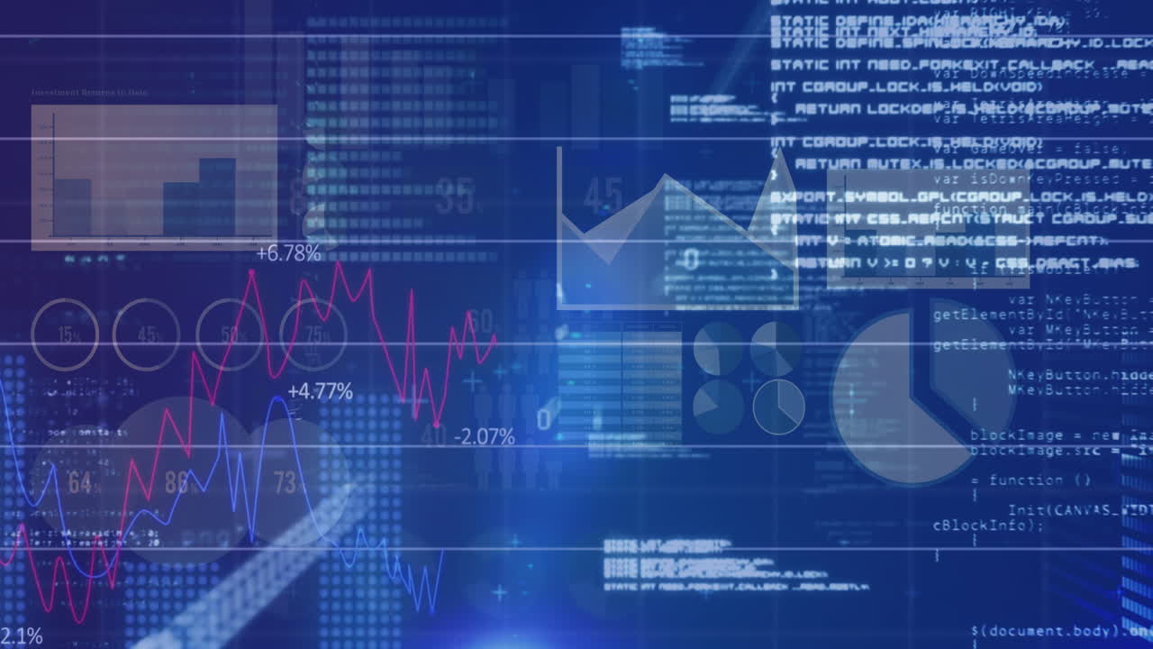 Animation of data processing on blue background