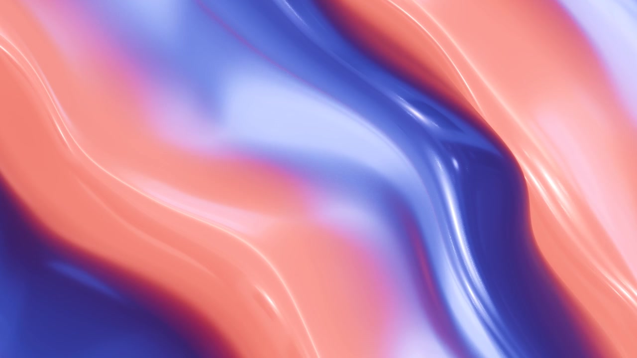 Abstract glossy blue and peach fluid wavy 3D background