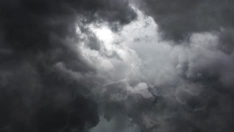 4k view heavy lightning storm and dark clouds