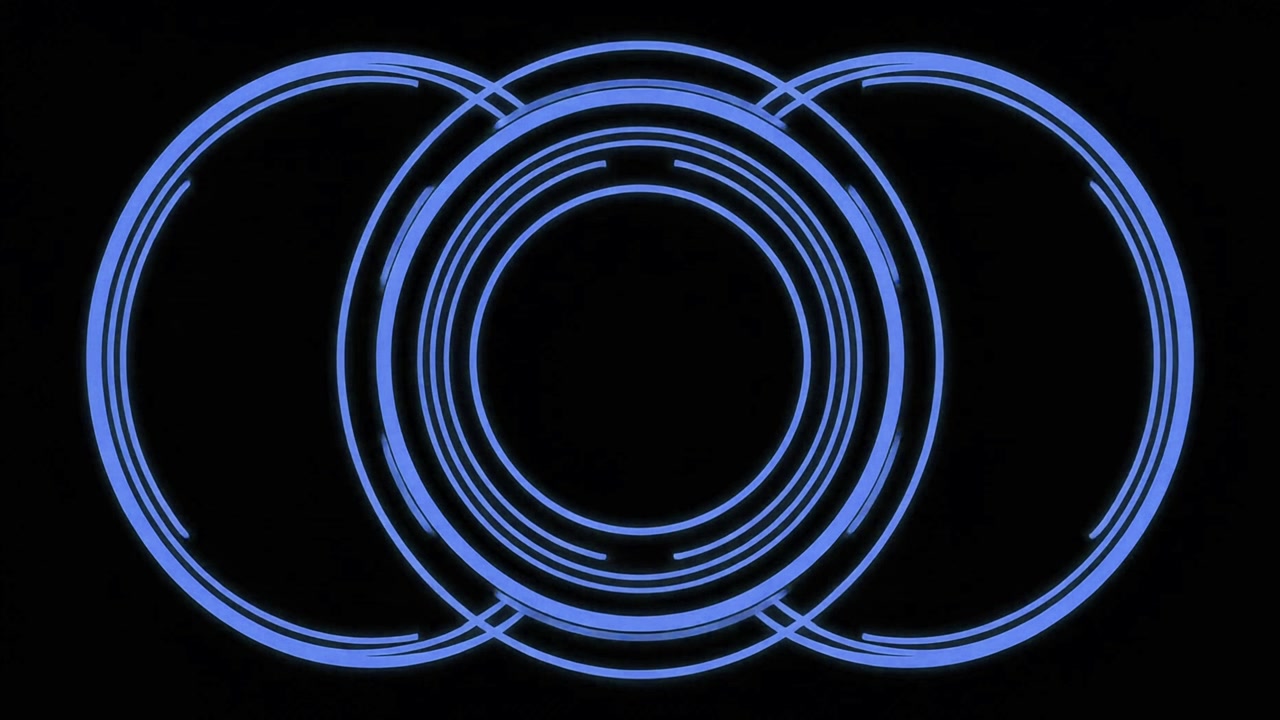 Abstract Blue Circular HUD Interface Animation on Black Background