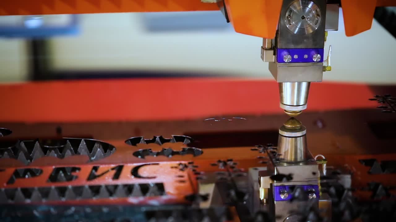 CNC Laser cutting of metal, modern industrial technology.