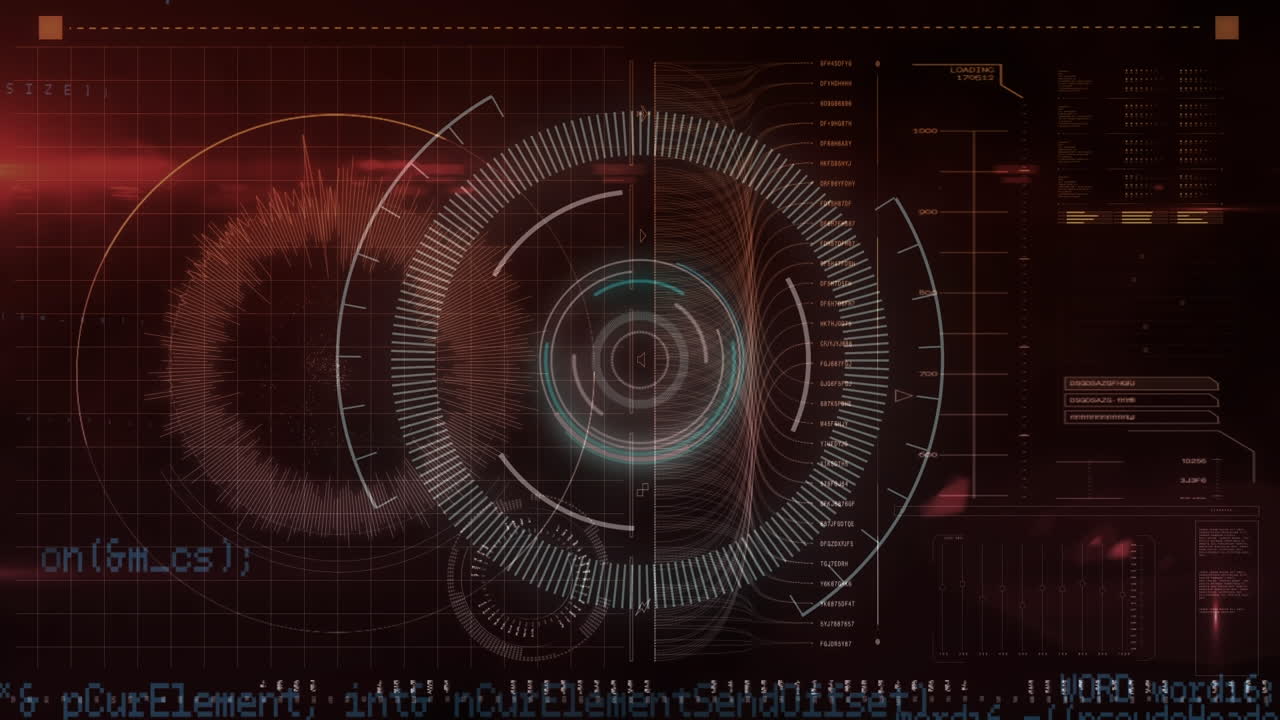 animación del procesamiento de datos diversos en la pantalla digital
