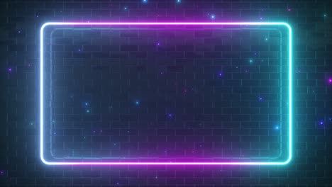 neon light frame on brick wall background