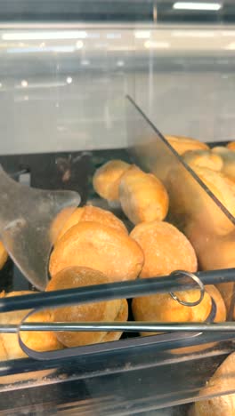 bread display in a supermarket