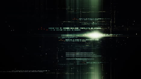 futuristico astratto de-focus metaverse matrice di dati, meta, telemetria e numeri di crittografia visualizzati con simulazione di particelle nell'ambiente del cyber spazio per lo sfondo del ciclo hud