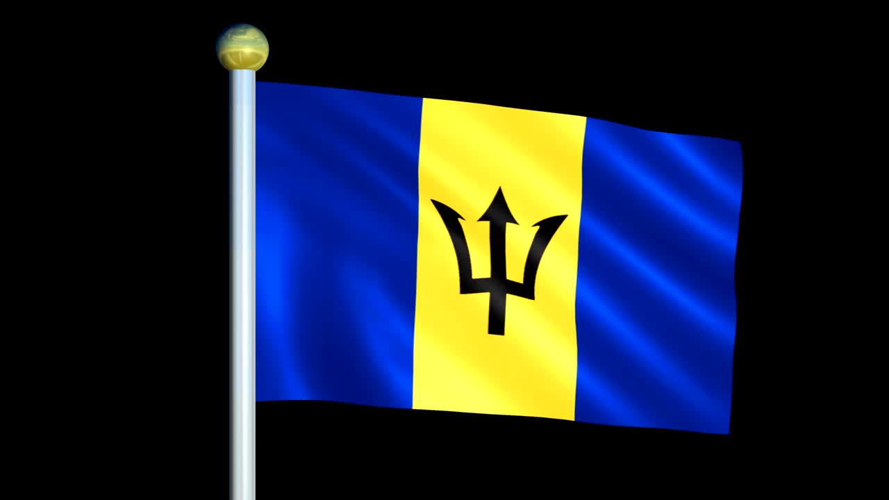 bandera animada de barbados con un gran bucle