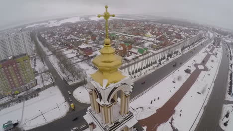 aerial view of saint george church in kursk russia