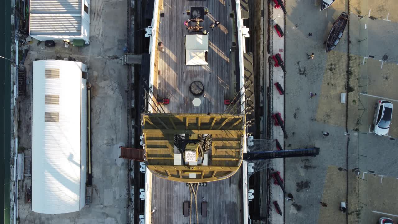 Birds's eye view of an old portuguese ship.