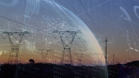 Animation-of-data-processing-over-landscape-with-electricity-pylons