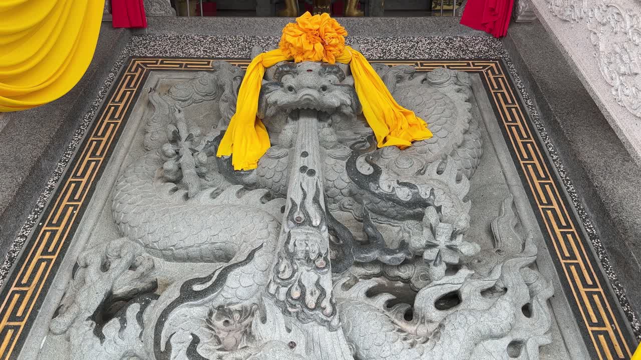 Intricate Stone Carving of a Chinese Dragon