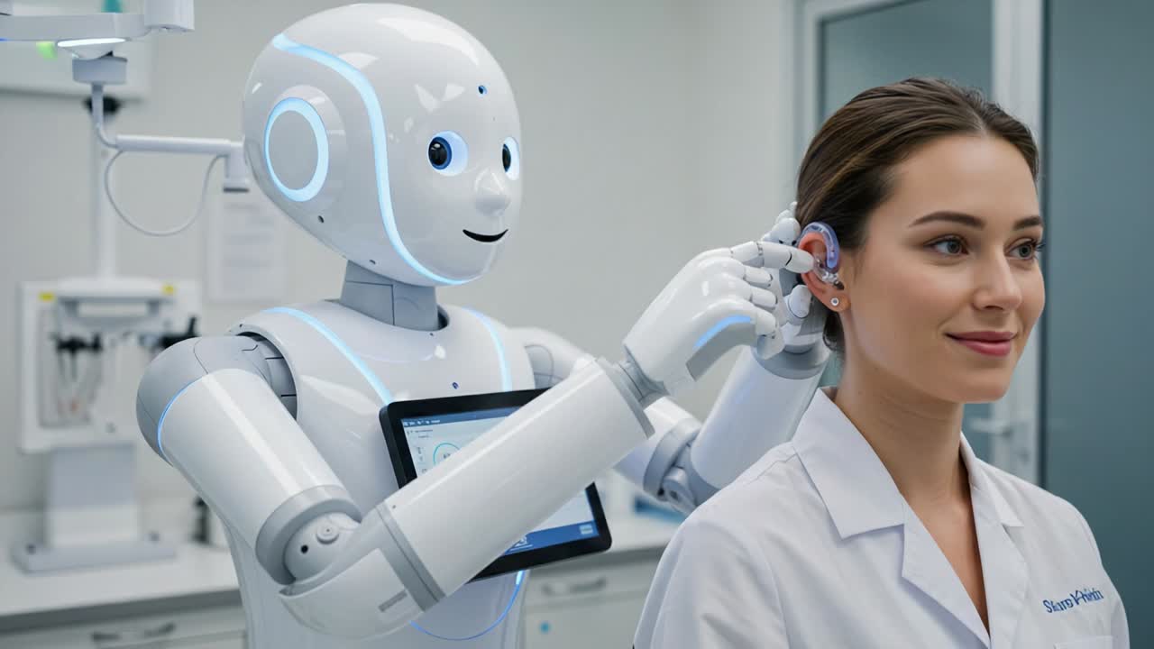 A Robotic Assistant Helps a Patient with Hearing Aid Fitting: A Technological Marvel in Healthcare