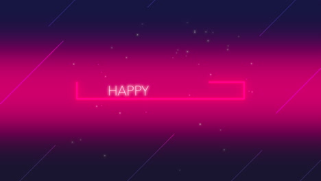 animación texto feliz cumpleaños y movimiento abstracto neón forma discoteca fondo 2