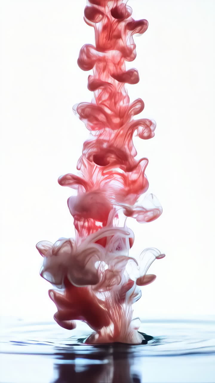 Abstract Red Ink Diffusion in Water on White Background