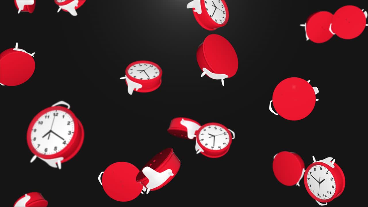 Alarm clocks falling down with depth of field effect background timer for deadline or countdown