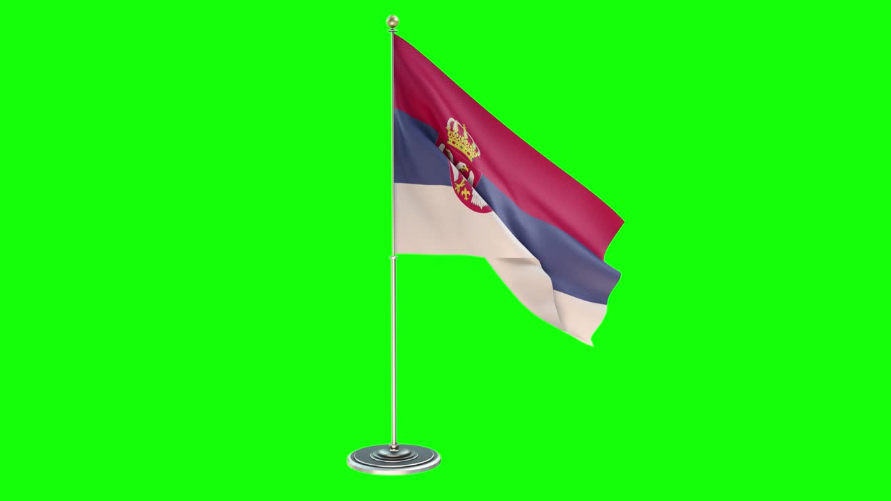 сербия 3d-иллюстрация размахивающего флагом на столбе с хроматическим ключом