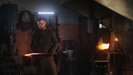 blacksmith at work in a forge