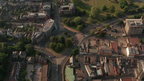 pan down aerial shot over maidenhead roundabout