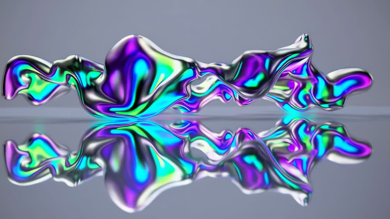 Abstract Liquid Metal Forms with Reflections