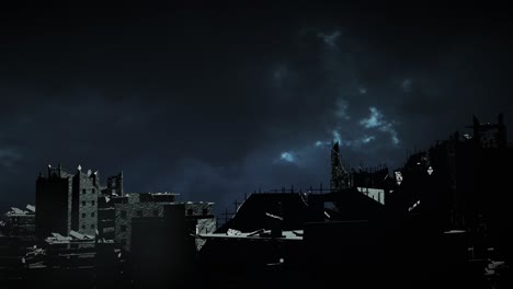 paisaje urbano arruinado por la noche