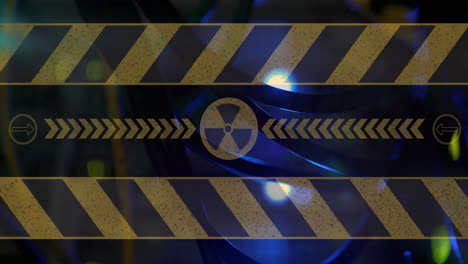 animación del símbolo nuclear sobre la sala del servidor