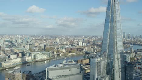 aerial pan left from the shard skyscraper to