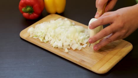 cutting onions with small knife