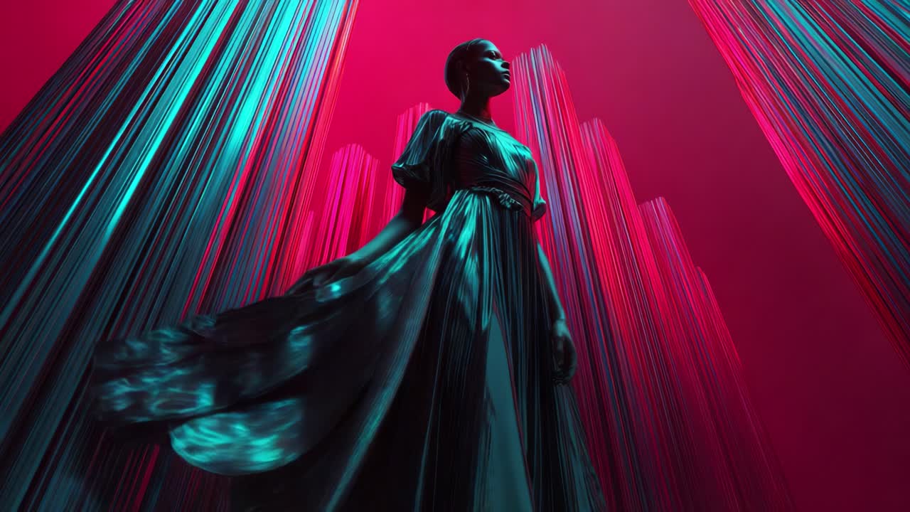 Elegant Woman in Metallic Dress