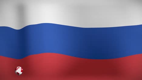 animation of globe and news over flag of russia