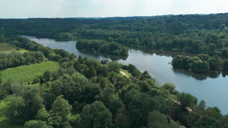 evergreen shrubbery along trentham lakes in stoke-on-trent, england, united kingdom