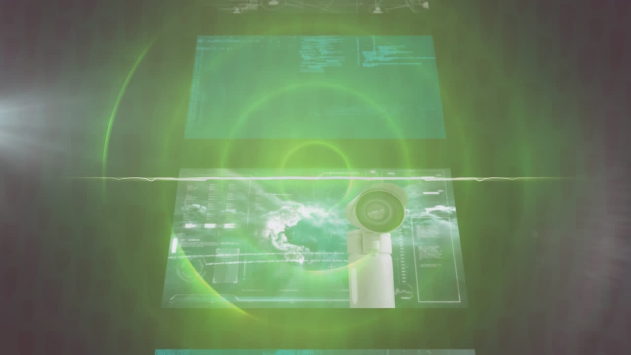 Animation of data processing and scopes over screens