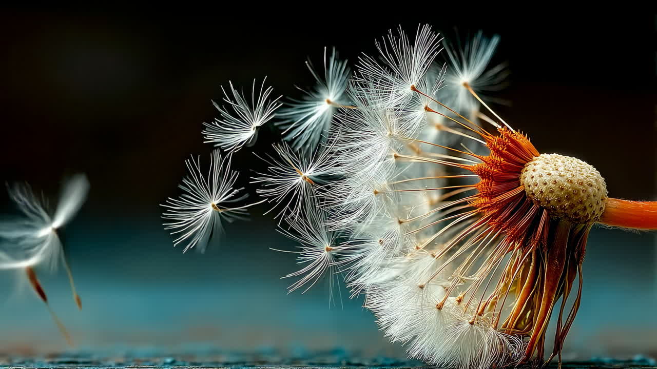 Dandelion seeds drifting in the air. Delicate dandelion seeds float away on a gentle breeze, capturing a moment of natures beauty and fragility